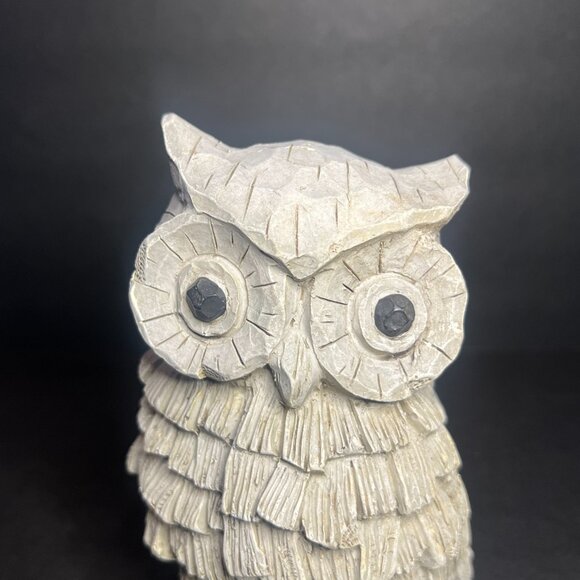 Decorative Grey Resin Rustic Textured Screech Owl Sculpture Statue Figure 6.25" - Picture 5 of 7